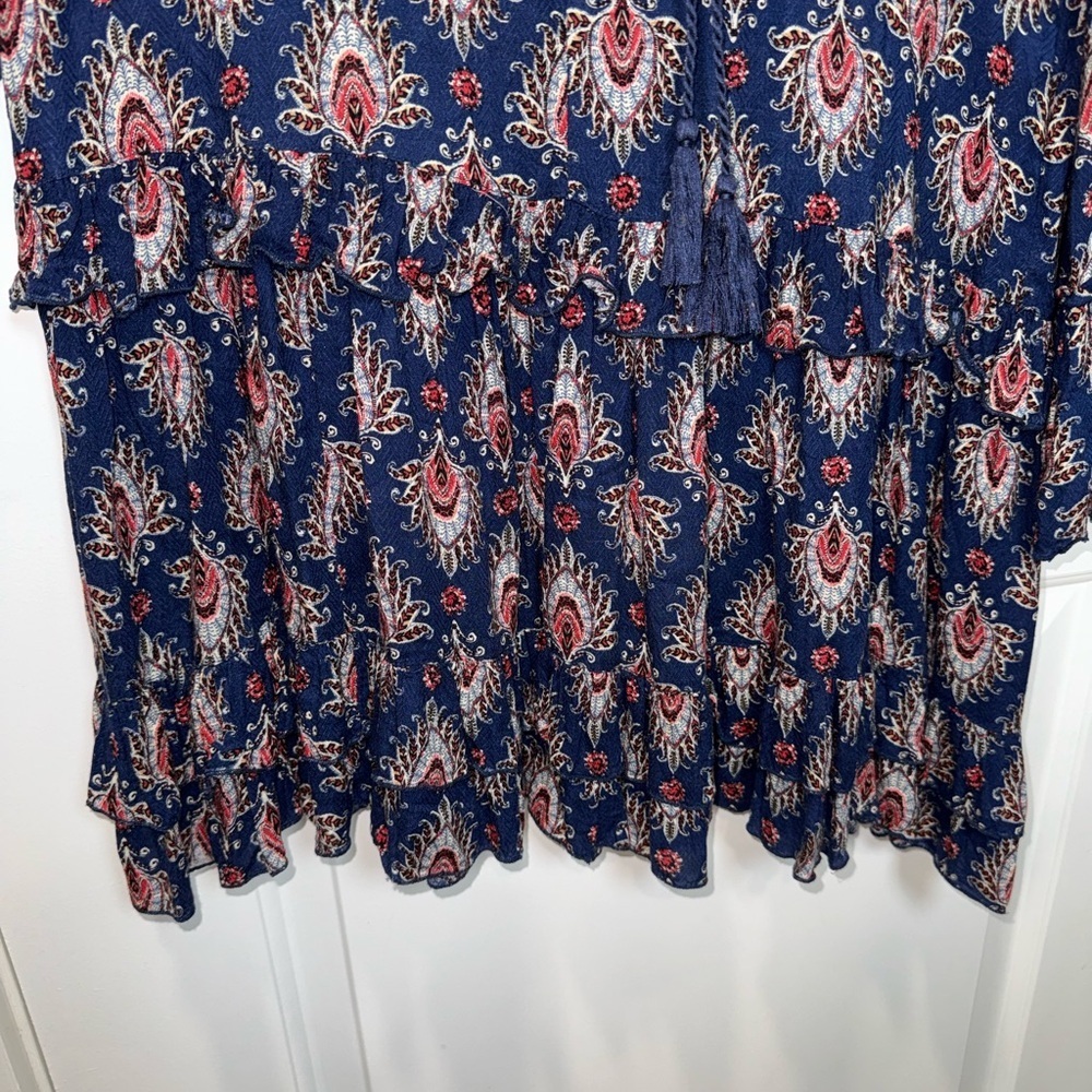 Anthropologie Uncle Frank Dress Ruffle Long Sleeve XS 100%rayon style 33350 USA - Picture 3 of 14